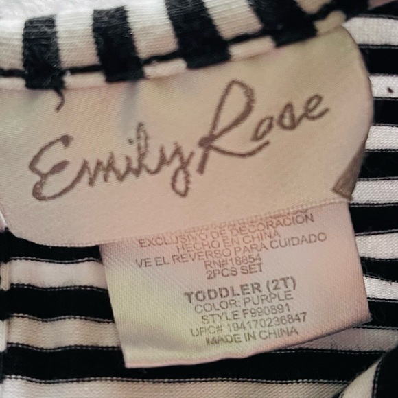 Emily Rose Black White Striped Pumpkin Tiered Tutu Halloween Dress, Girls 2T - Picture 7 of 9